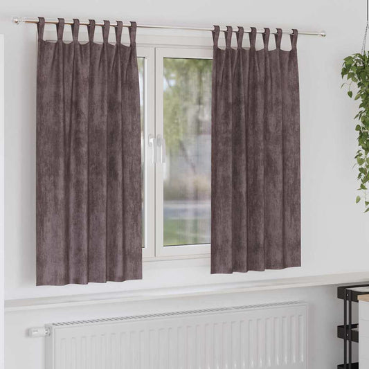 Bársonyfüggönyök függönyökkel 2 pcs Barna 175 x 140 cm Bársony