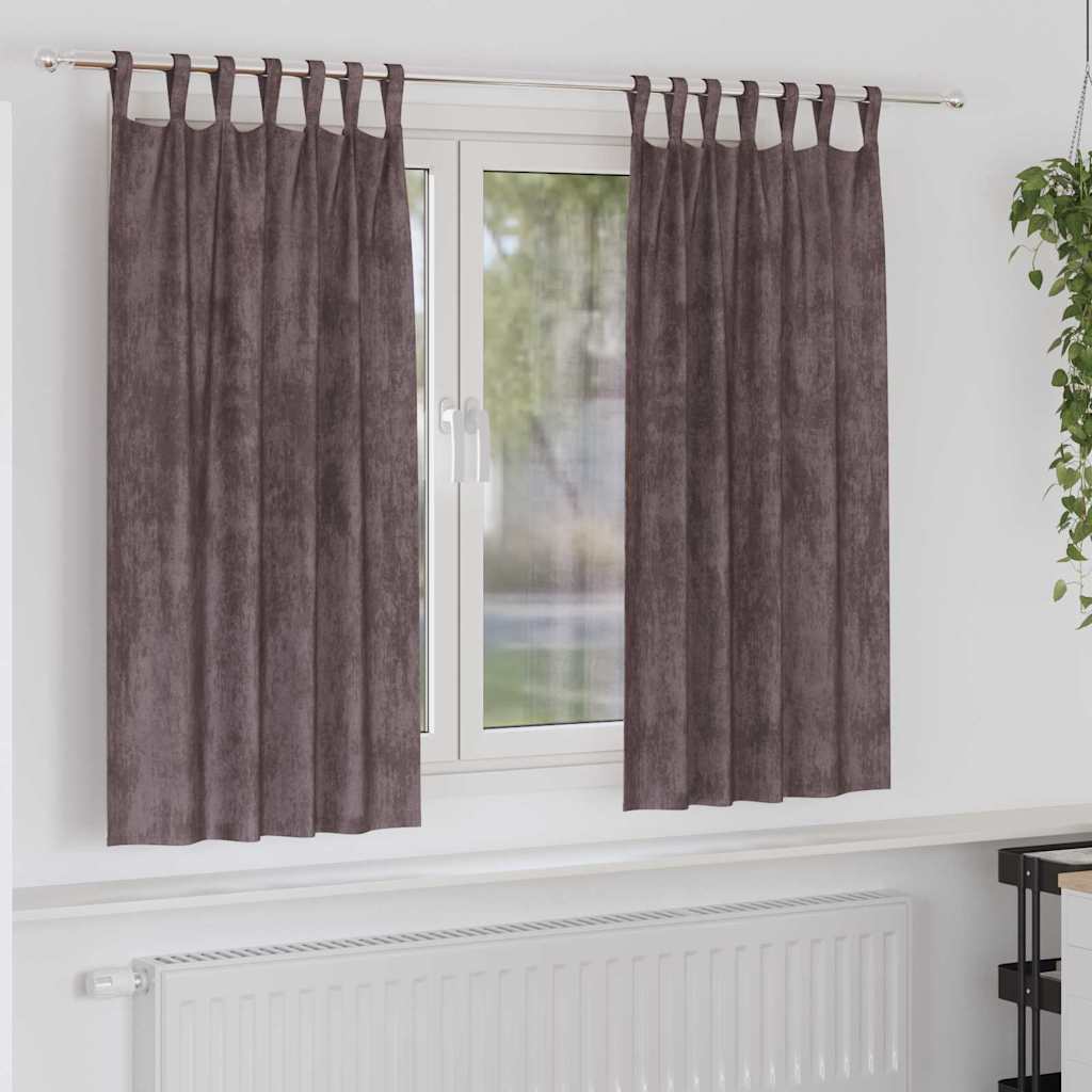 Bársonyfüggönyök függönyökkel 2 pcs Barna 175 x 140 cm Bársony