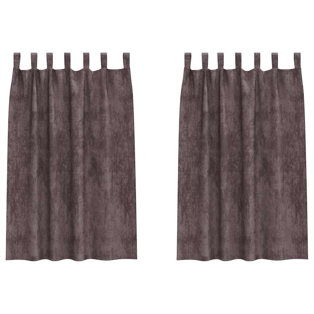 Bársonyfüggönyök függönyökkel 2 pcs Barna 175 x 140 cm Bársony