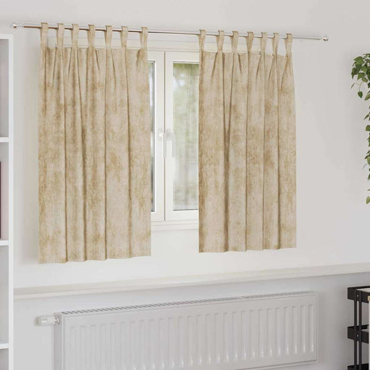 Bársonyfüggönyök függönyökkel 2 pcs Krém 140 x 140 cm Bársony