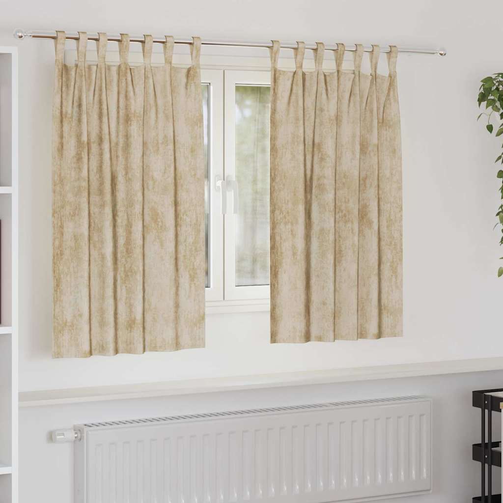 Bársonyfüggönyök függönyökkel 2 pcs Krém 140 x 140 cm Bársony
