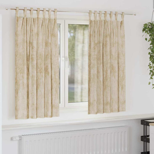 Bársonyfüggönyök függönyökkel 2 pcs Krém 175 x 140 cm Bársony