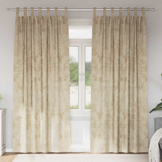 Bársonyfüggönyök függönyökkel 2 pcs Krém 225 x 140 cm Bársony