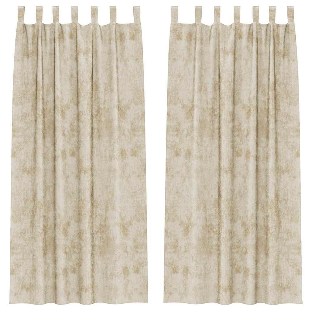 Bársonyfüggönyök függönyökkel 2 pcs Krém 225 x 140 cm Bársony