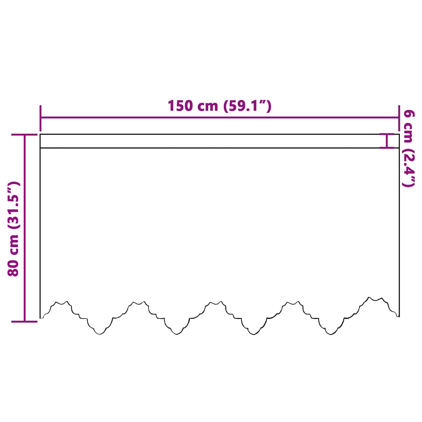 Csipkés Függöny függönyökkel Fehér 80 x 150 cm Poliészter