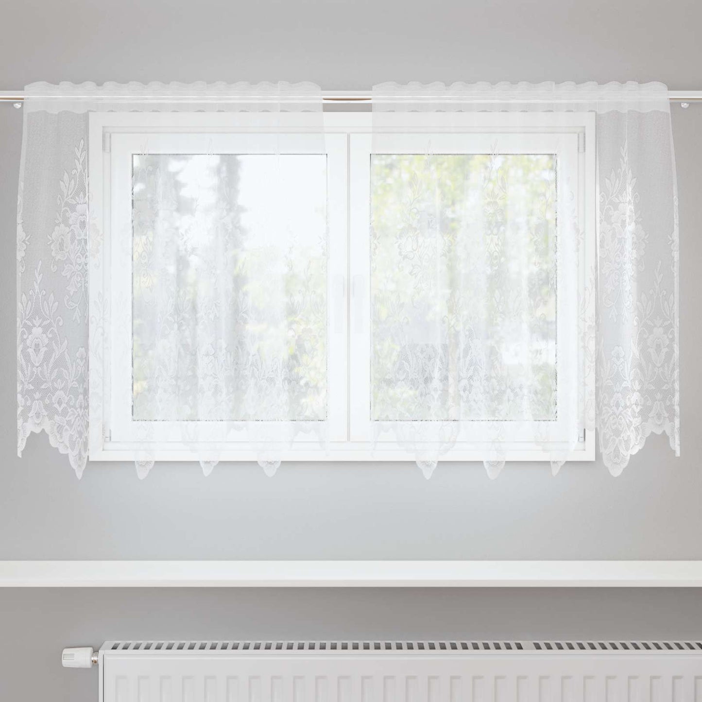Csipkés Függöny függönyökkel Fehér 120 x 150 cm Poliészter
