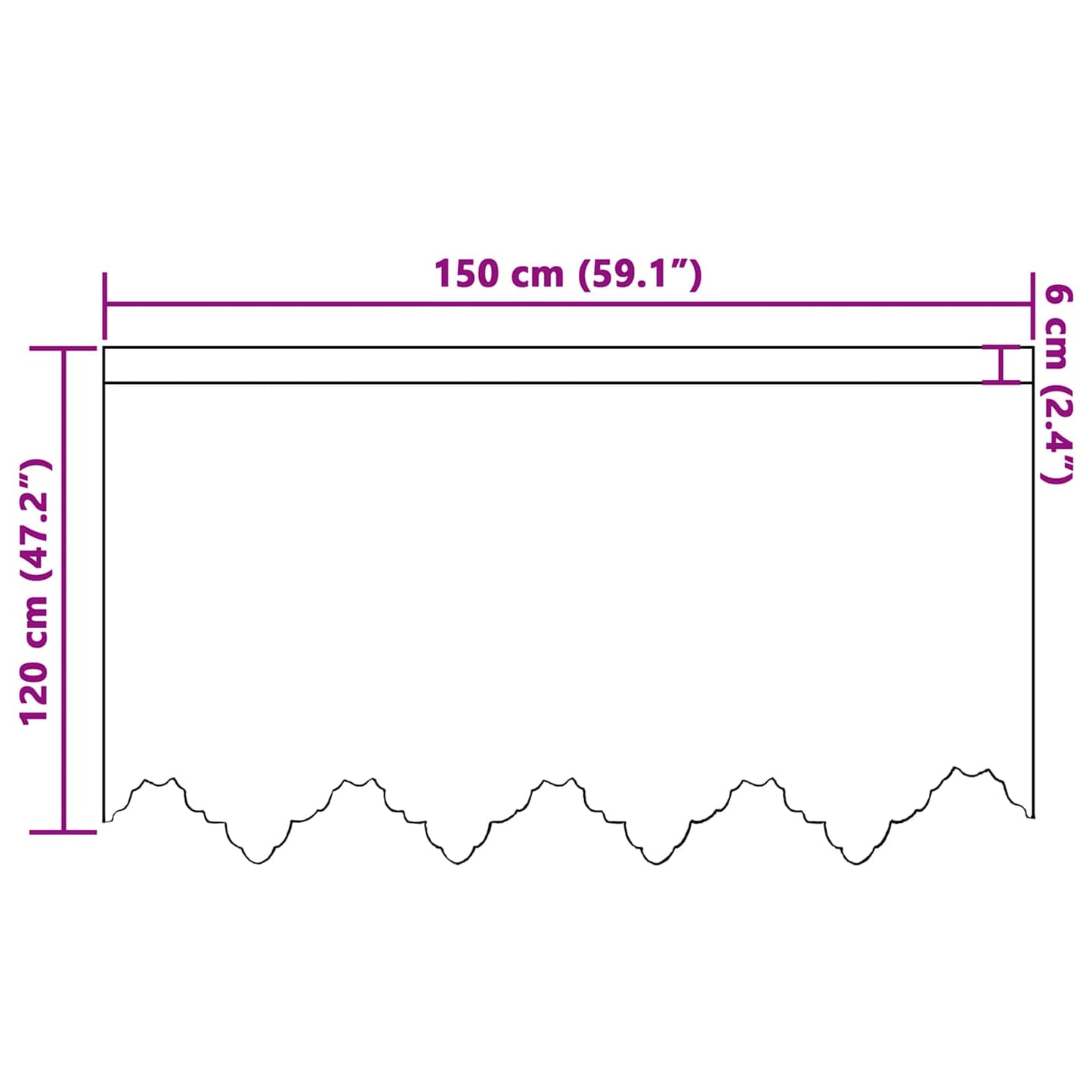 Csipkés Függöny függönyökkel Fehér 120 x 150 cm Poliészter
