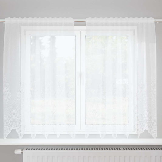 Csipkés Függöny függönyökkel Fehér 150 x 160 cm Poliészter