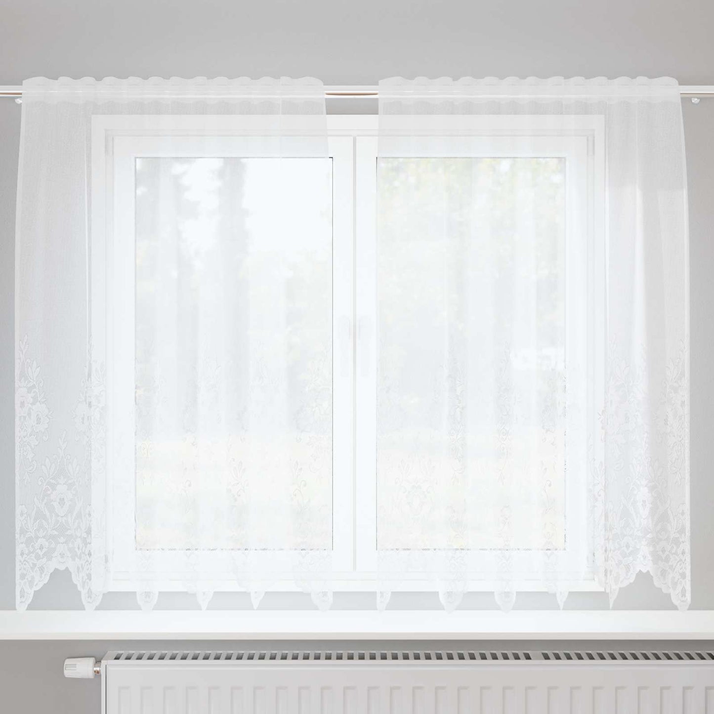 Csipkés Függöny függönyökkel Fehér 180 x 150 cm Poliészter