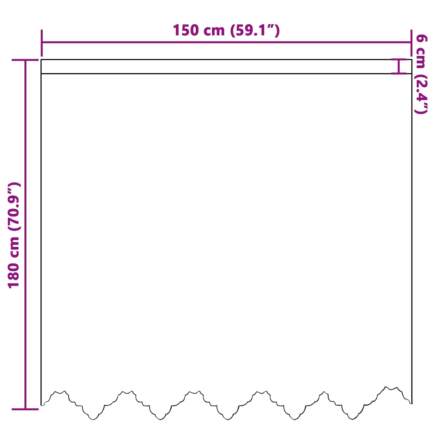 Csipkés Függöny függönyökkel Fehér 180 x 150 cm Poliészter