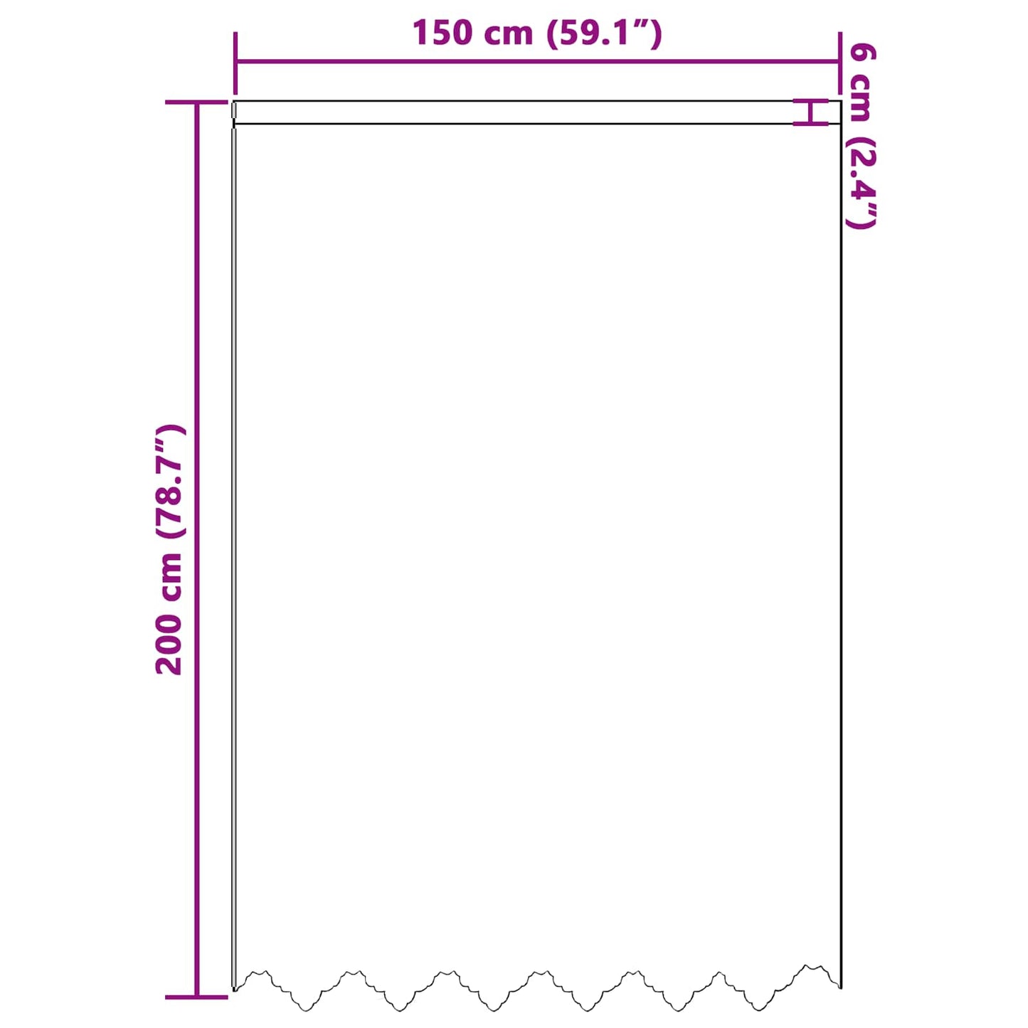 Csipkés Függöny függönyökkel Fehér 200 x 150 cm Poliészter
