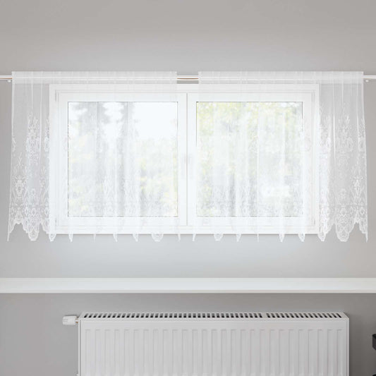 Csipkés Függöny függönyökkel Fehér 100 x 200 cm Poliészter