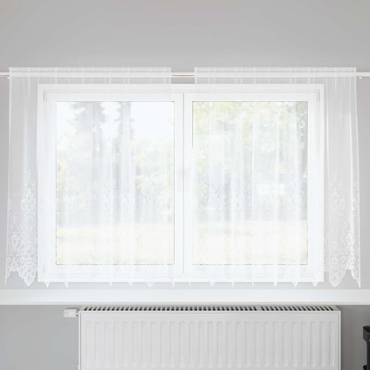Csipkés Függöny függönyökkel Fehér 160 x 200 cm Poliészter