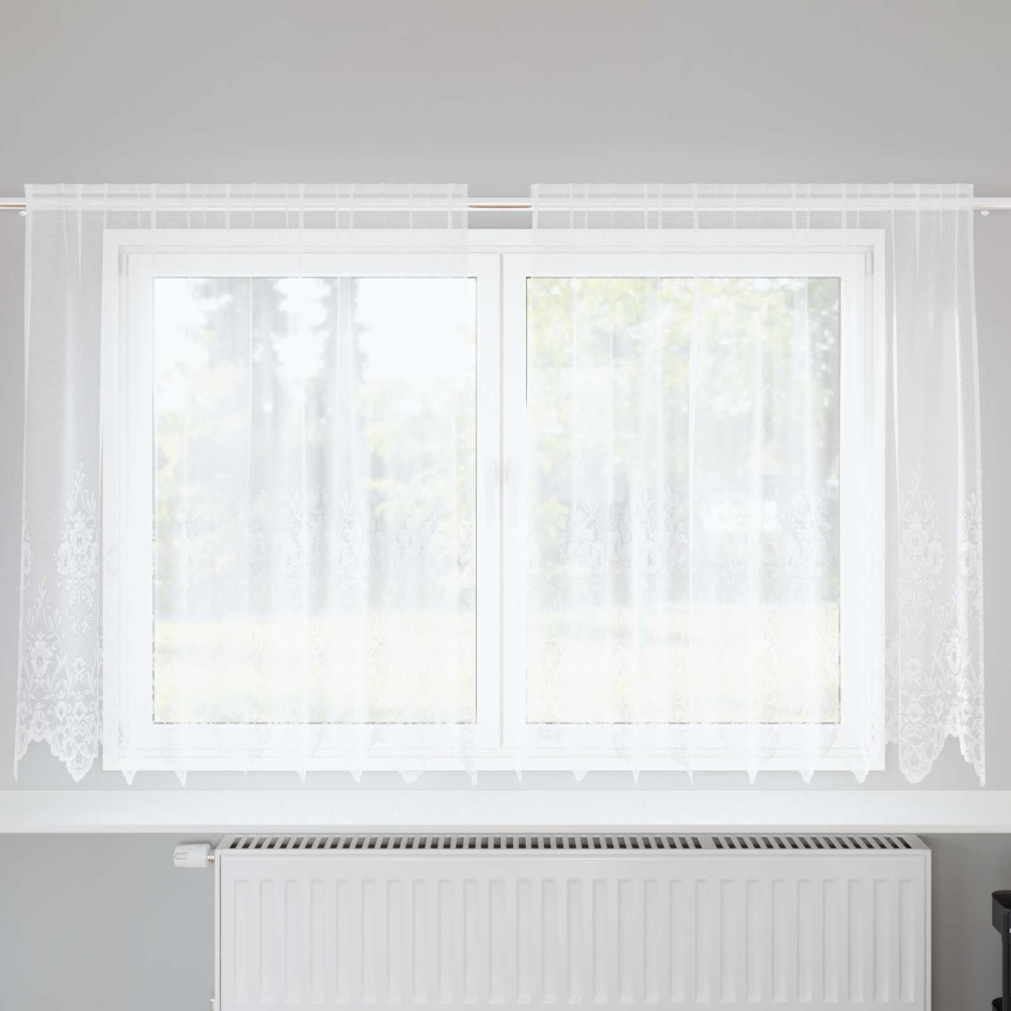Csipkés Függöny függönyökkel Fehér 160 x 200 cm Poliészter