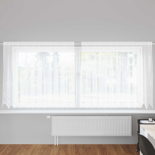 Csipkés Függöny függönyökkel Fehér 140 x 300 cm Poliészter