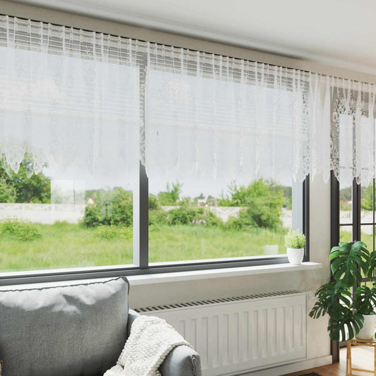 Csipkés Függöny függönyökkel Fehér 120 x 400 cm Poliészter