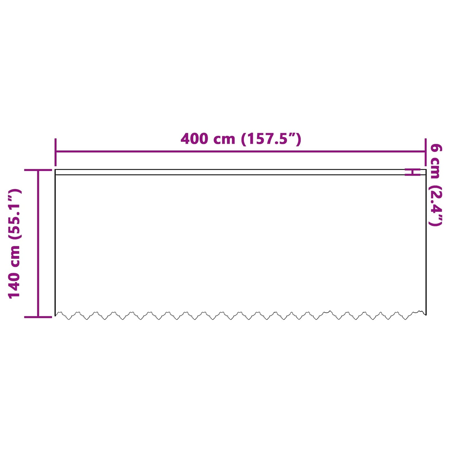 Csipkés Függöny függönyökkel Fehér 140 x 400 cm Poliészter