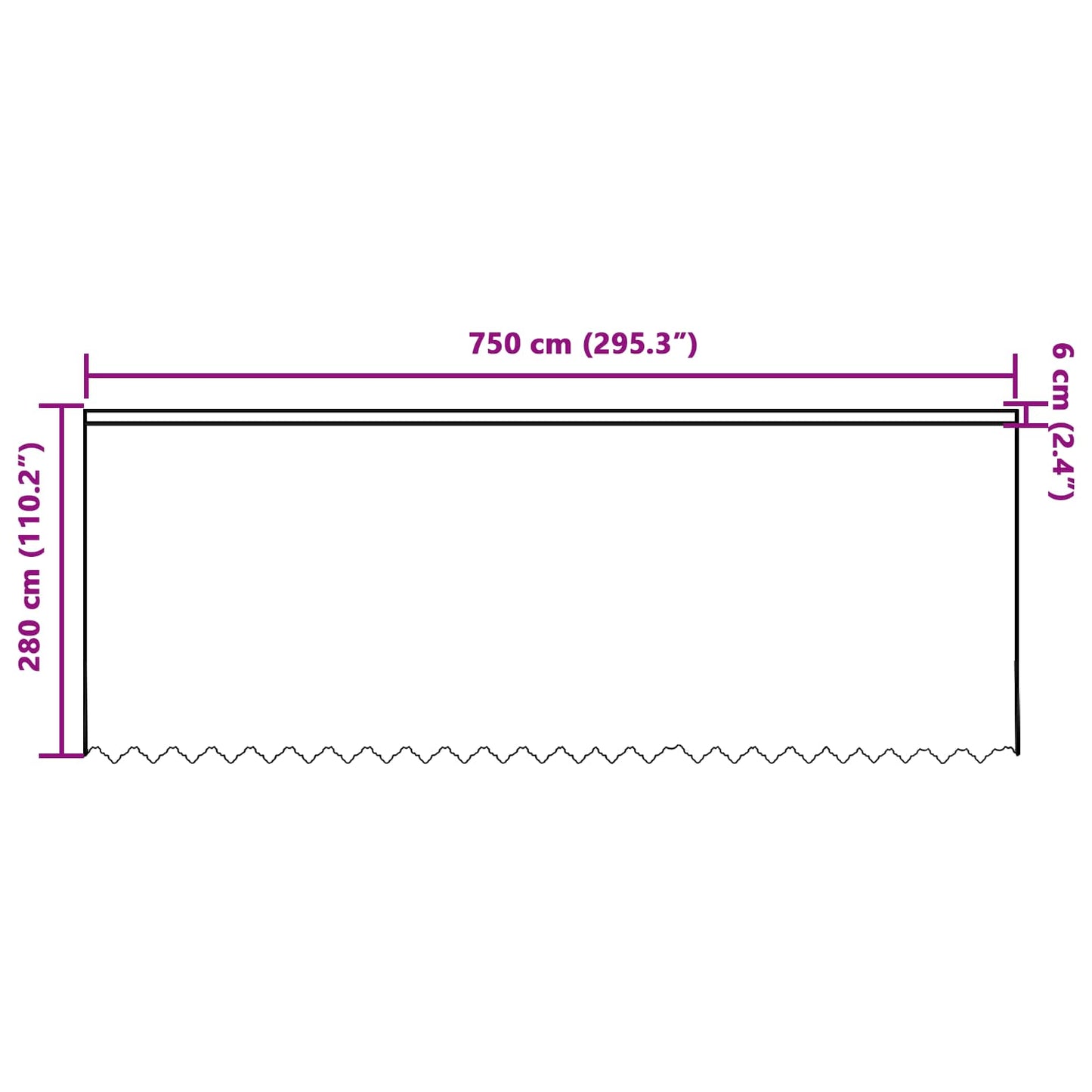 Csipkés Függöny függönyökkel Fehér 280 x 750 cm Poliészter