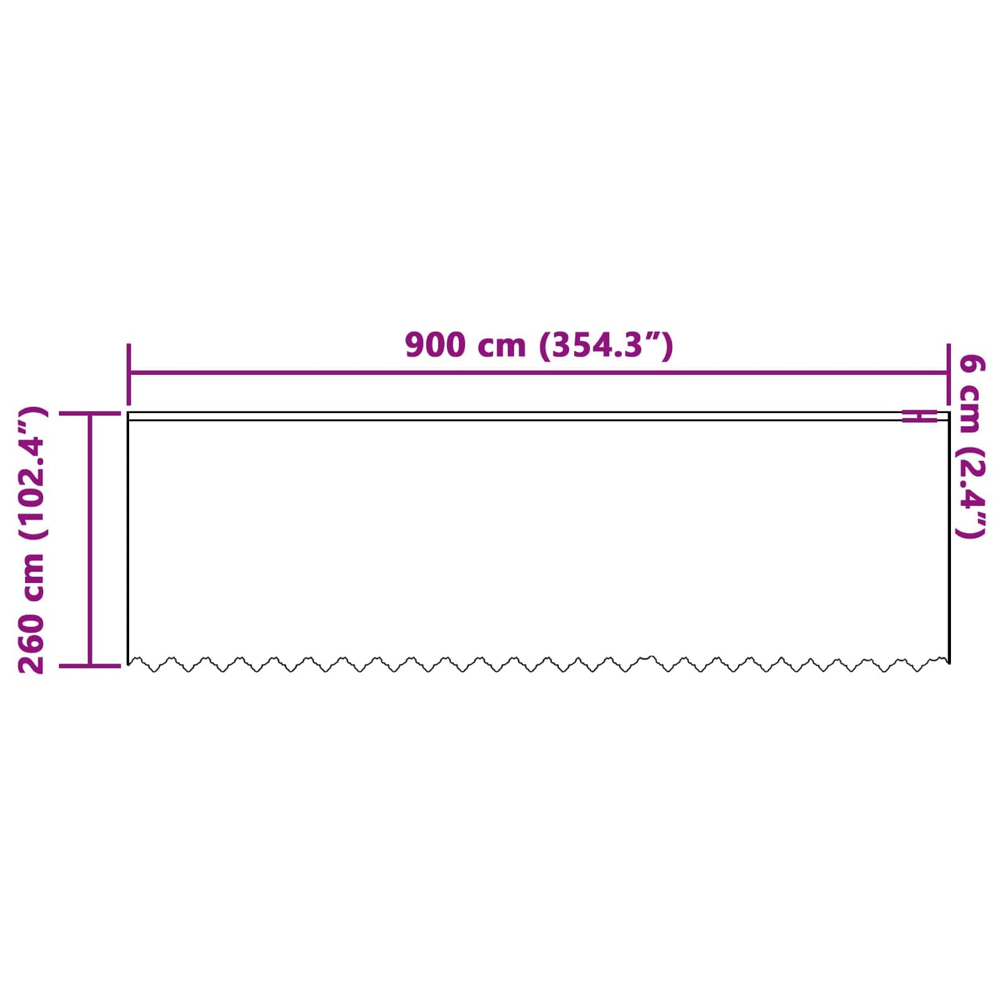 Csipkés Függöny függönyökkel Fehér 260 x 900 cm Poliészter