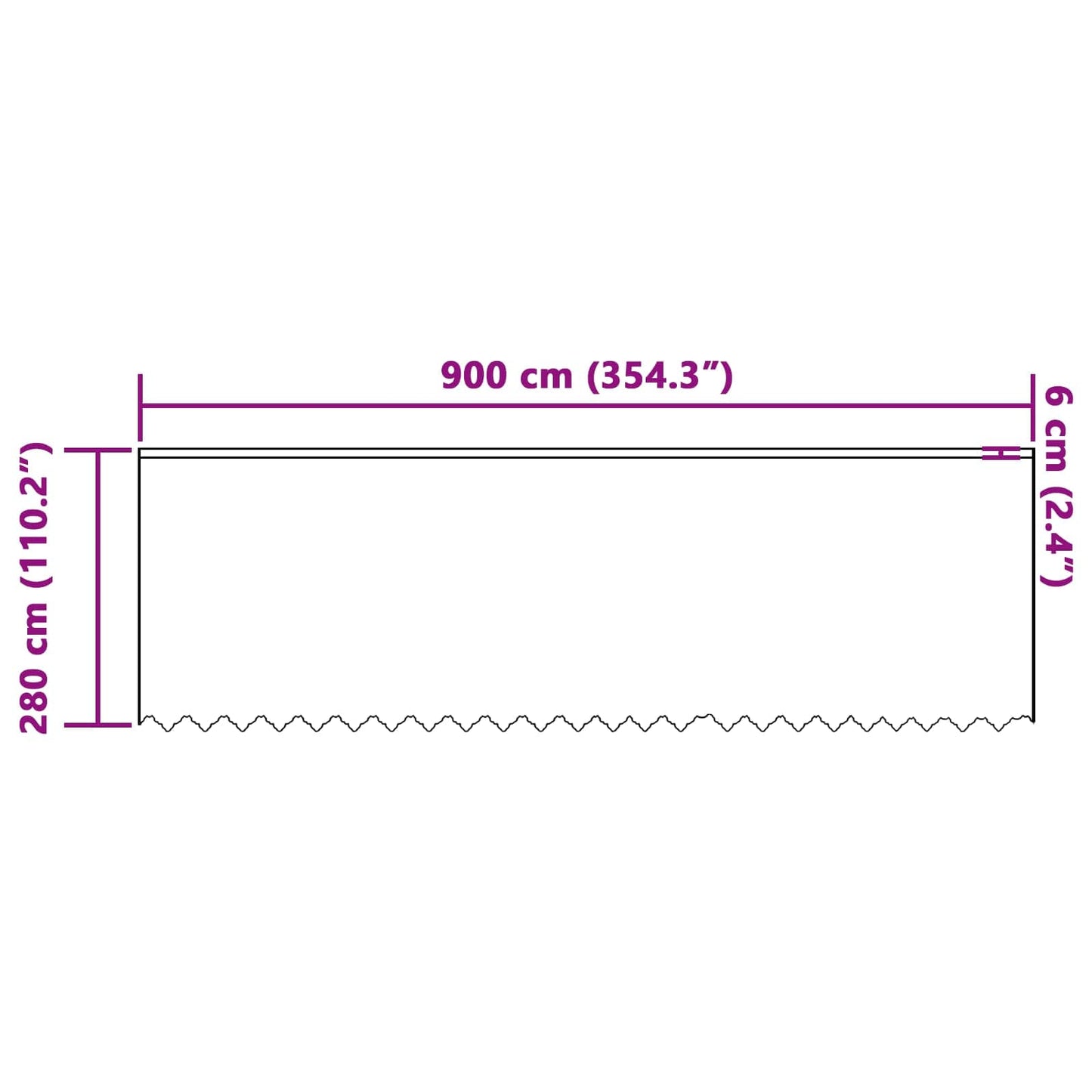 Csipkés Függöny függönyökkel Fehér 280 x 900 cm Poliészter