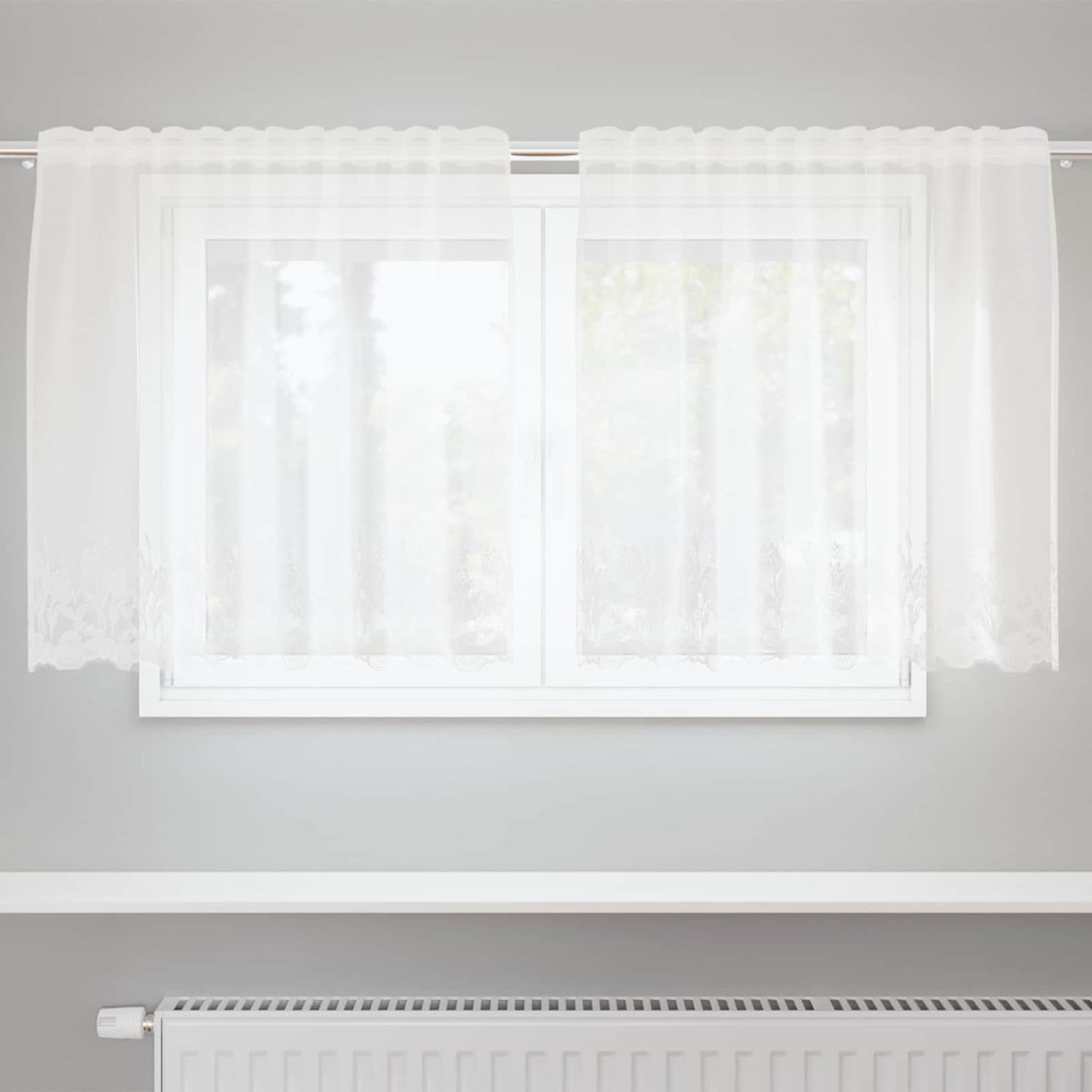 Csipkés Függöny függönyökkel Fehér 100 x 150 cm Poliészter