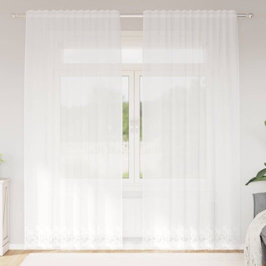 Csipkés Függöny függönyökkel Fehér 240 x 150 cm Poliészter