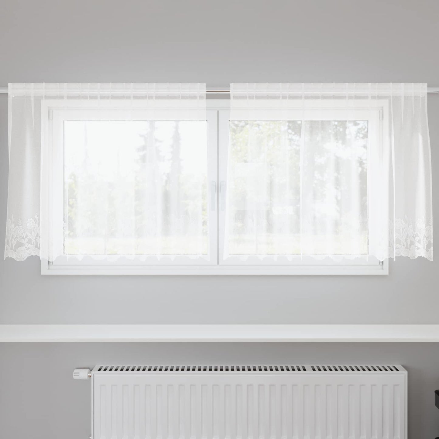 Csipkés Függöny függönyökkel Fehér 100 x 200 cm Poliészter