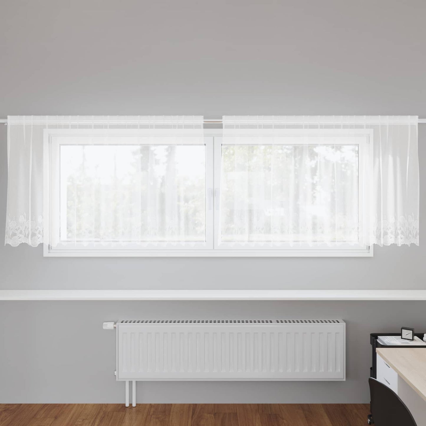 Csipkés Függöny függönyökkel Fehér 100 x 300 cm Poliészter