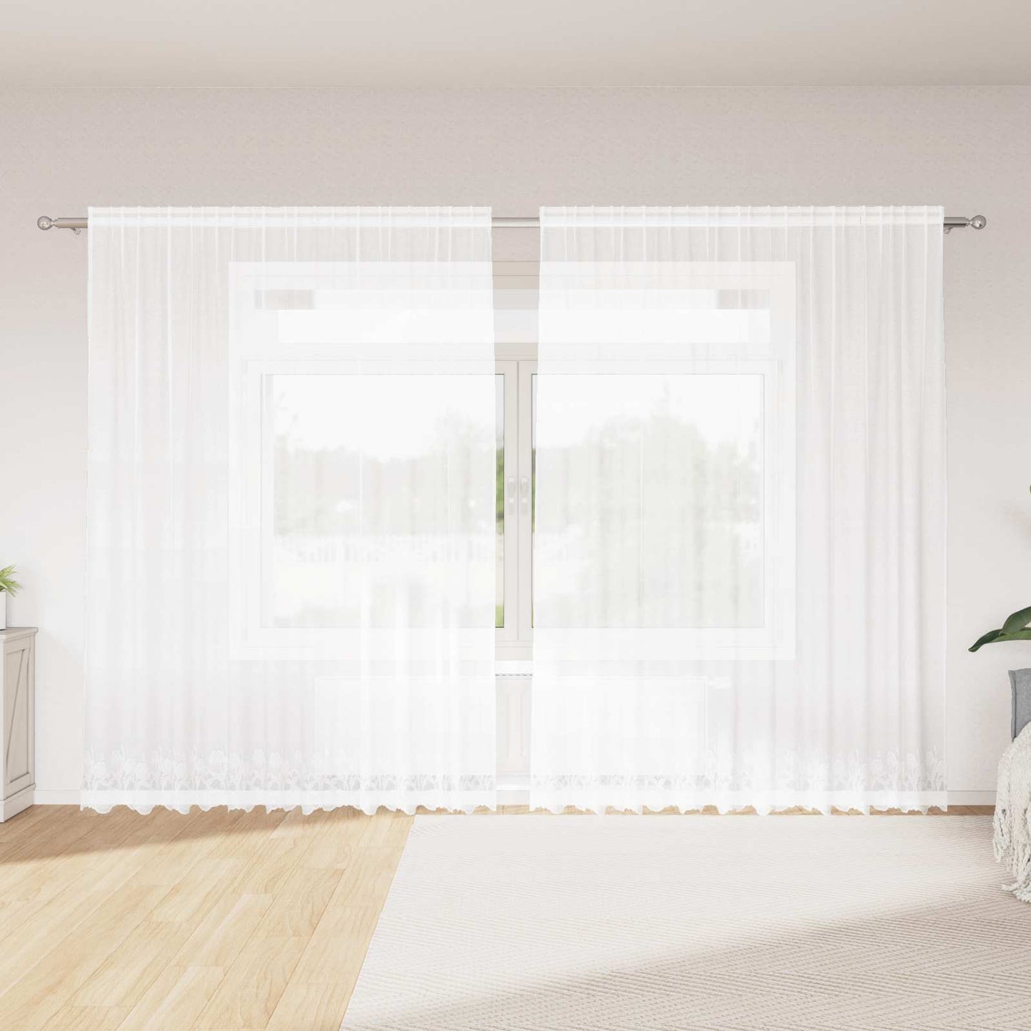 Csipkés Függöny Fehér 200 x 300 cm Poliészter