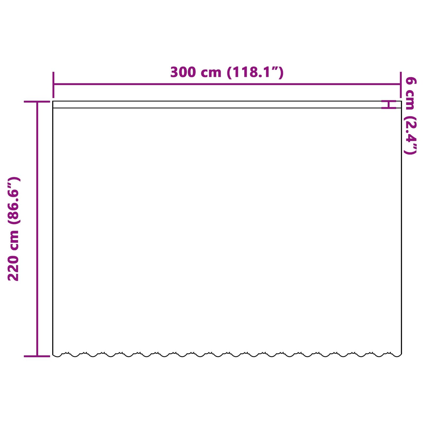 Csipkés Függöny függönyökkel Fehér 220 x 300 cm Poliészter