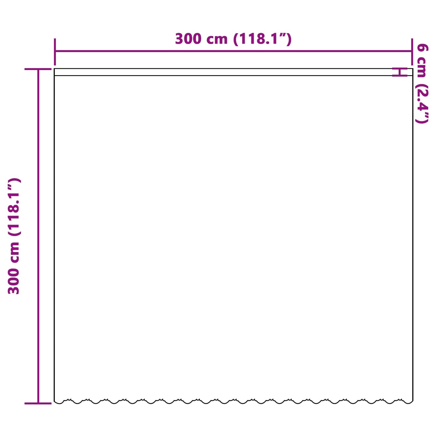 Csipkés Függöny függönyökkel Fehér 300 x 300 cm Poliészter
