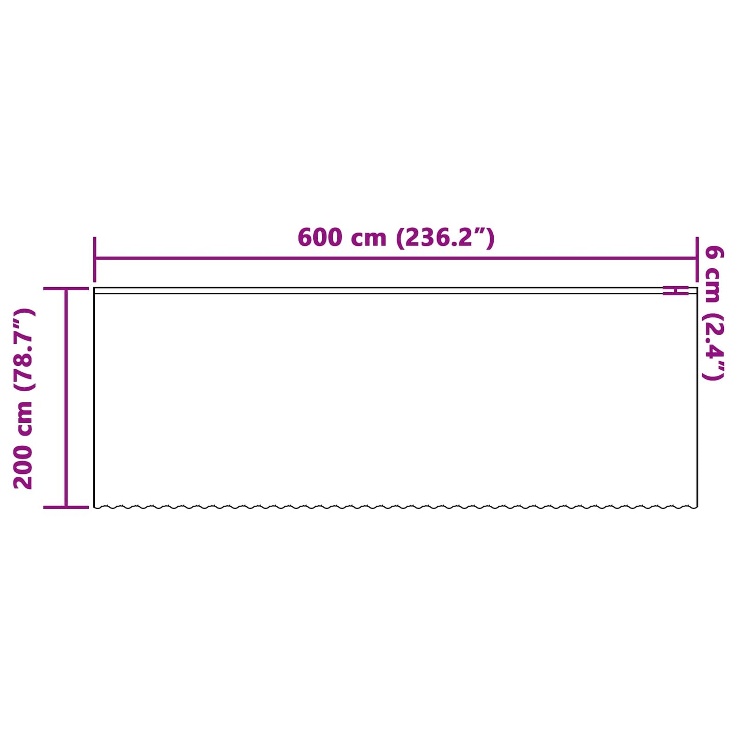 Csipkés Függöny függönyökkel Fehér 200 x 600 cm Poliészter