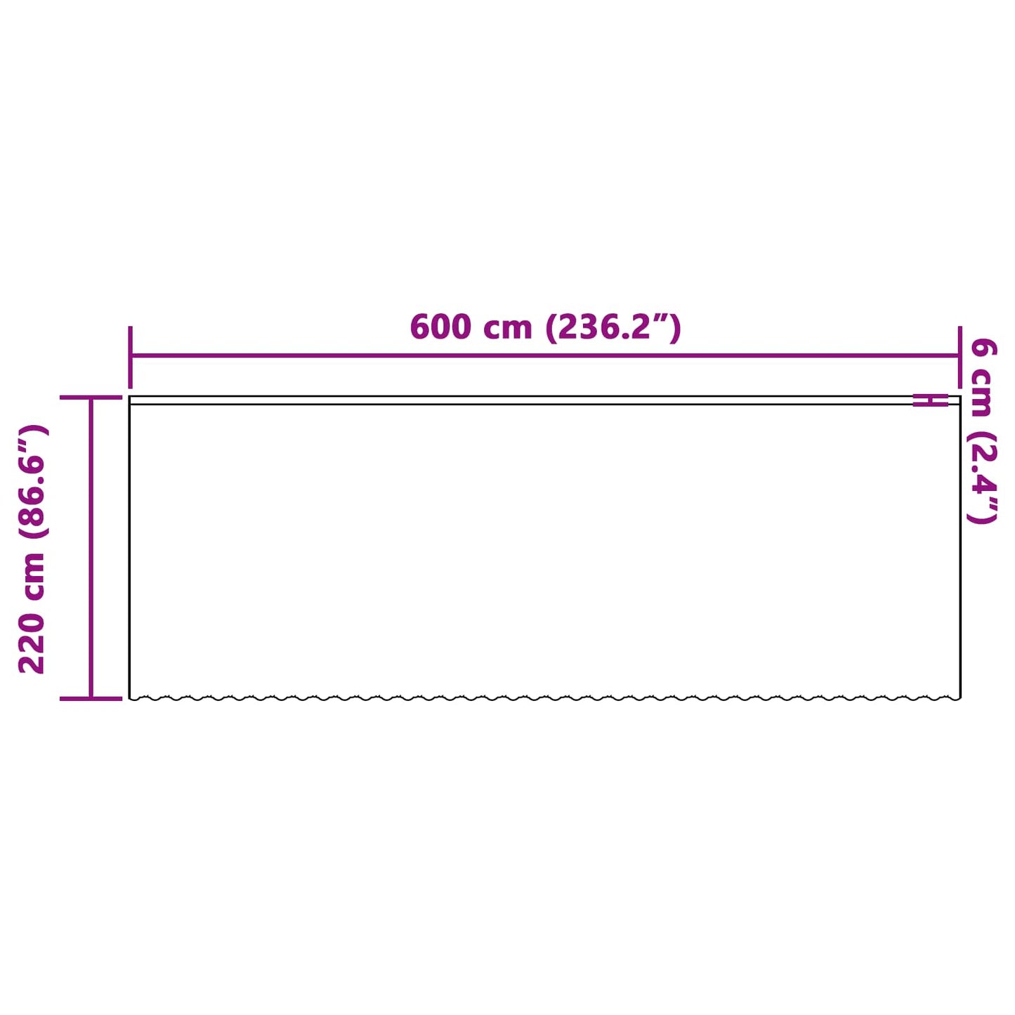 Csipkés Függöny függönyökkel Fehér 220 x 600 cm Poliészter