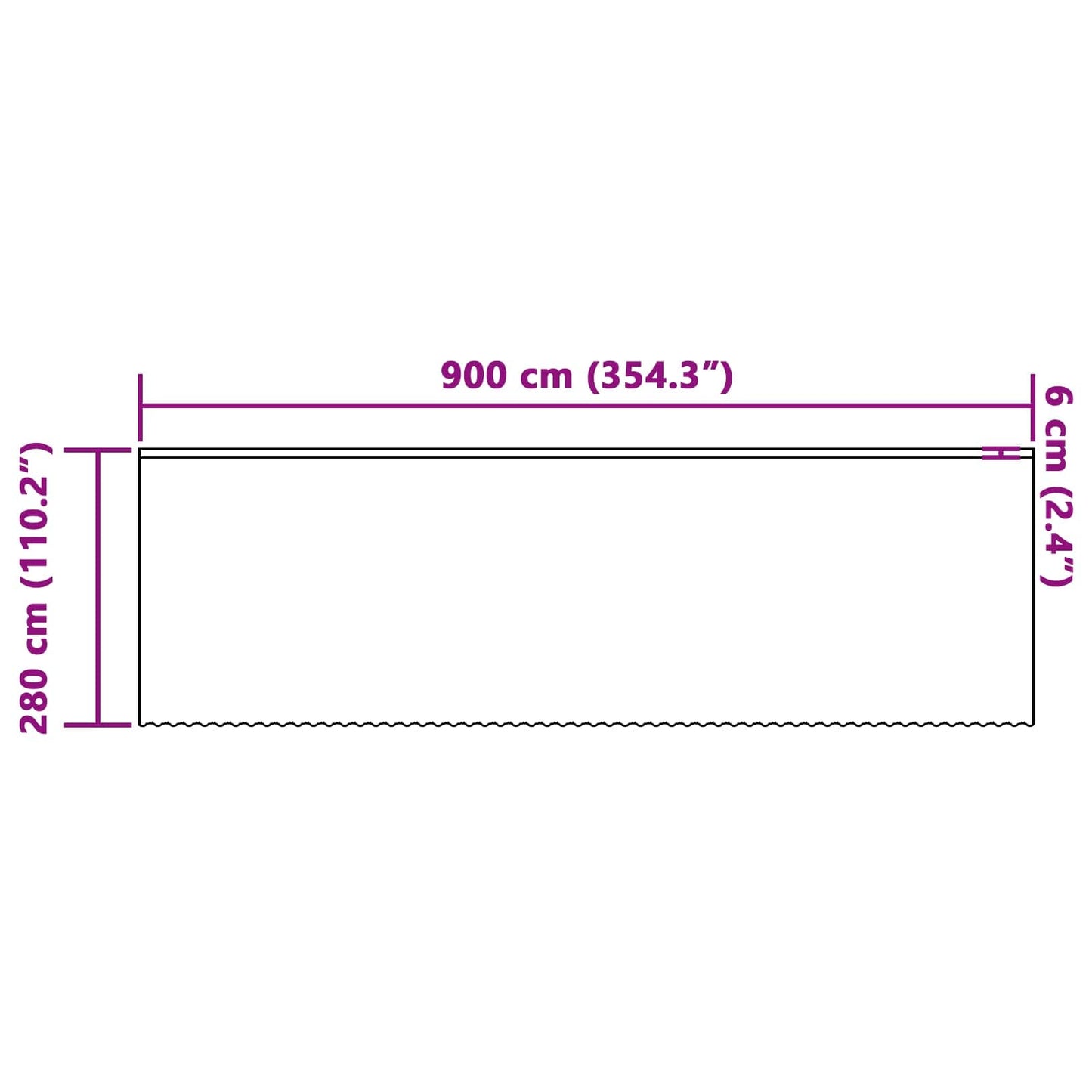 Csipkés Függöny függönyökkel Fehér 280 x 900 cm Poliészter