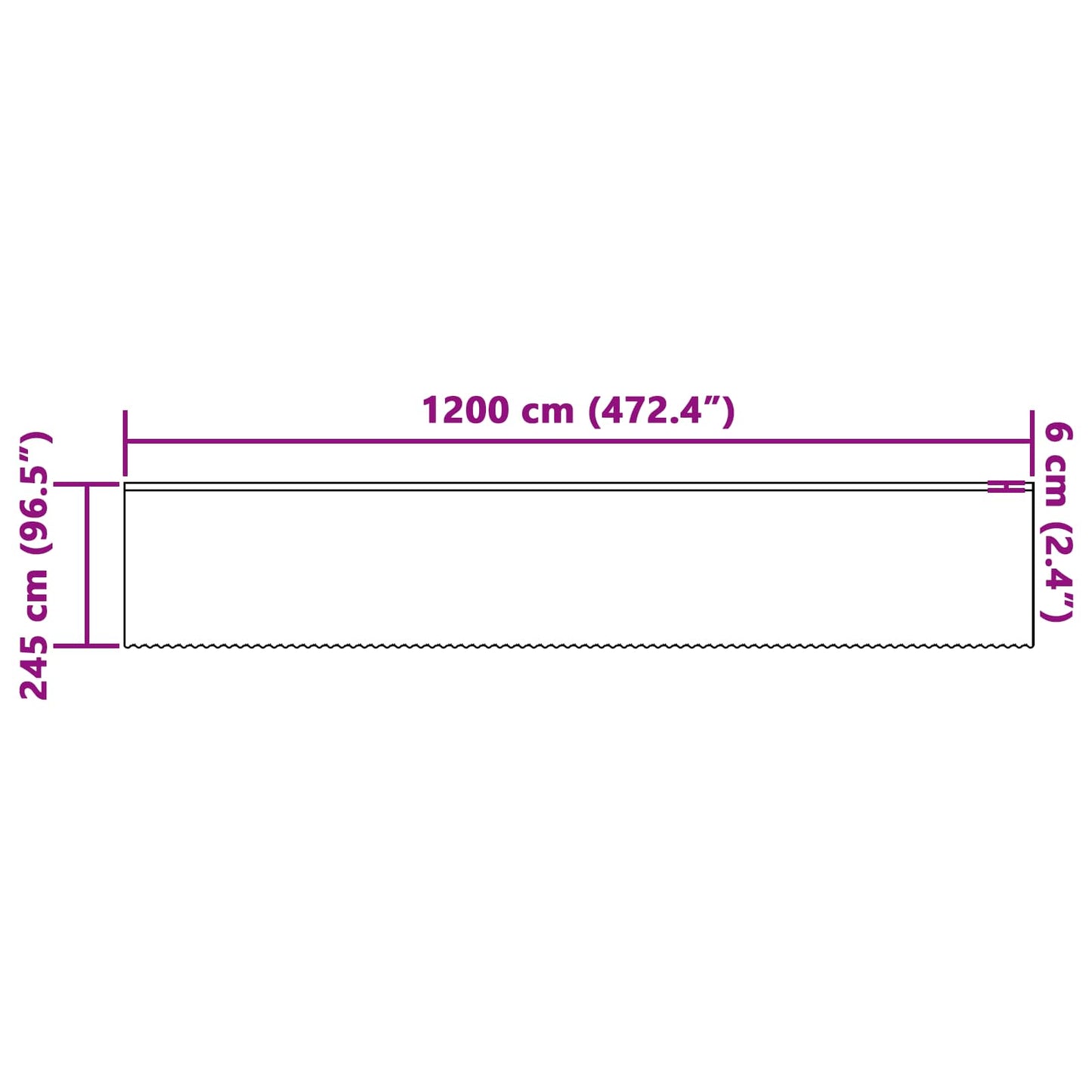 Csipkés Függöny függönyökkel Fehér 245 x 1200 cm Poliészter