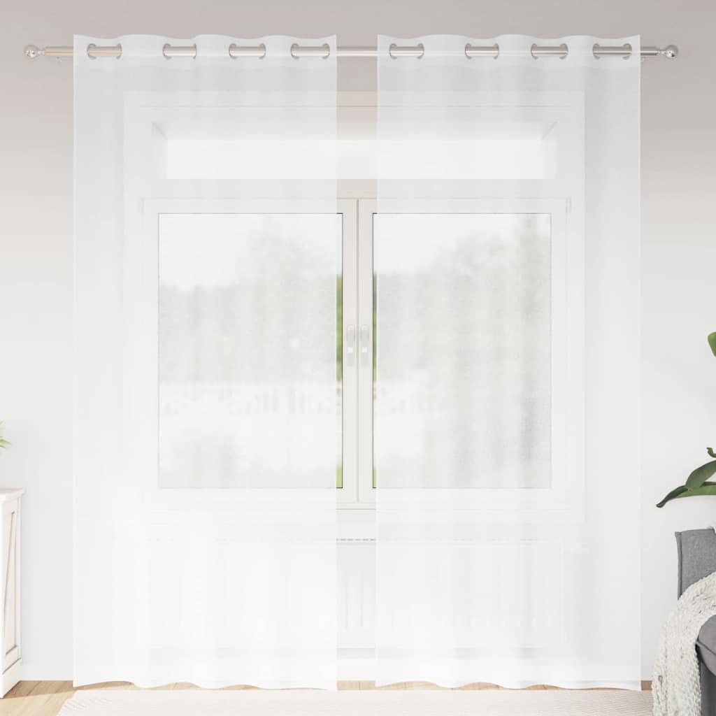 Voile Függöny 2 db Fehér 245 x 140 cm Poliészter
