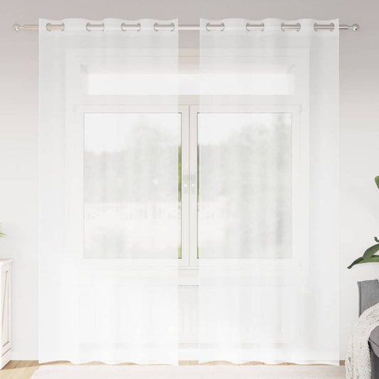 Voile Függöny függönyökkel 2 pcs Fehér 245 x 140 cm Poliészter