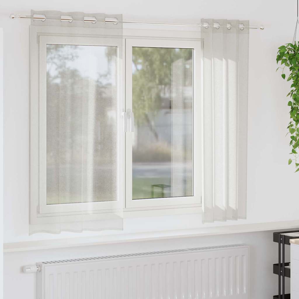 Voile Függöny 2 db Krém 175 x 140 cm Poliészter
