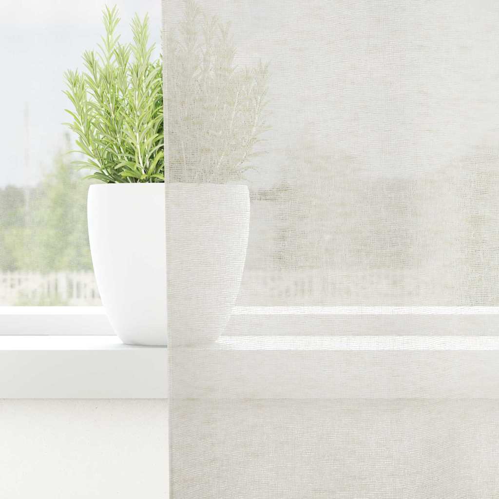 Voile Függöny 2 db Krém 260 x 140 cm Poliészter