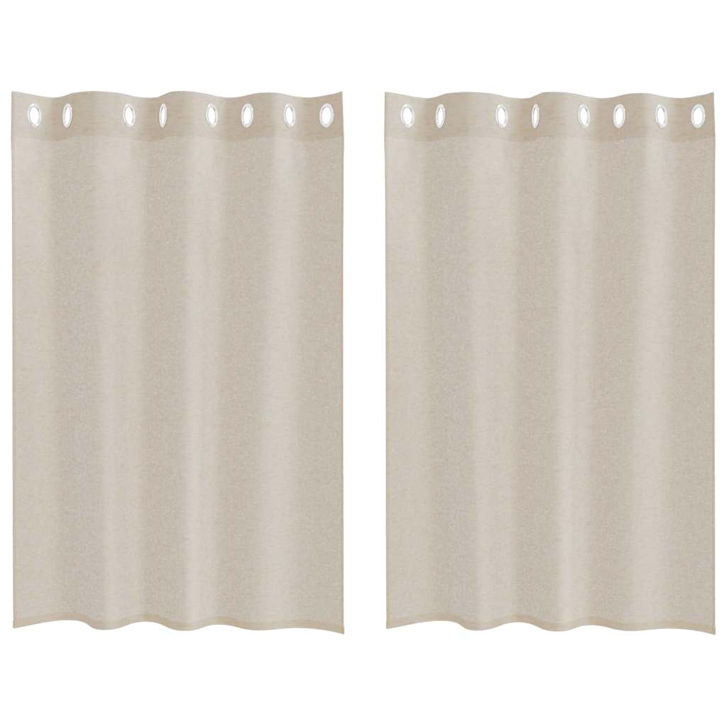 Voile Függöny 2 pcs Homokszín 140 x 140 cm Poliészter