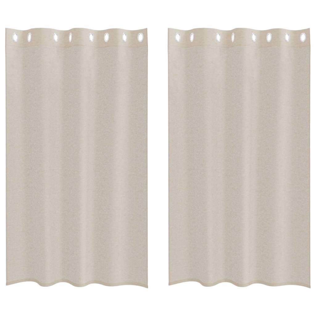 Voile Függöny 2 db Homokszín 175 x 140 cm Poliészter