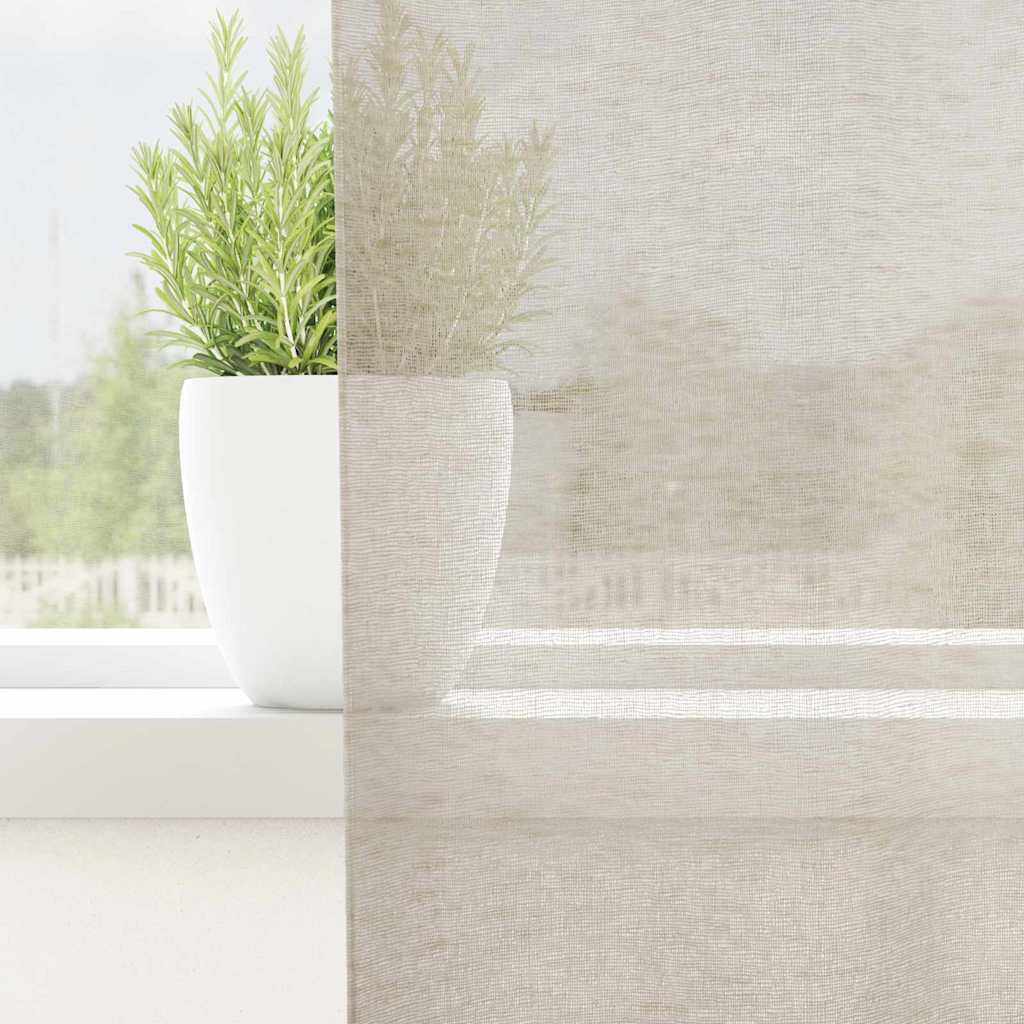 Voile Függöny 2 db Homokszín 225 x 140 cm Poliészter