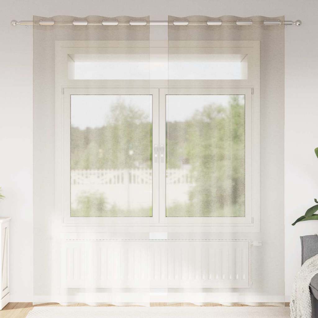 Voile Függöny 2 db Homokszín 245 x 140 cm Poliészter
