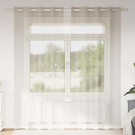 Voile Függöny 2 pcs Homokszín 245 x 140 cm Poliészter