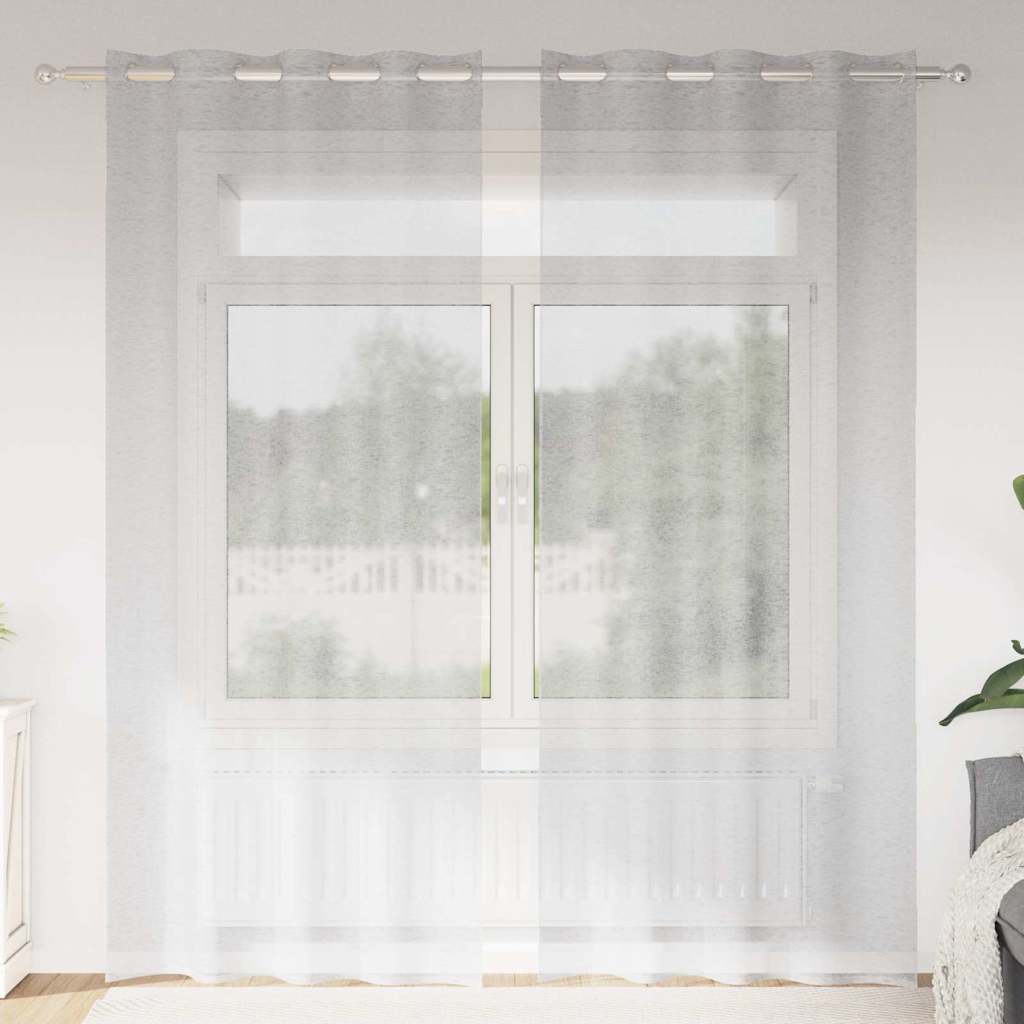 Voile Függöny 2 db Világosszürke 260 x 140 cm Poliészter