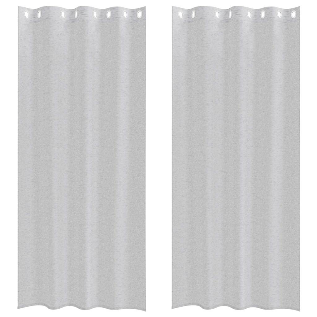 Voile Függöny 2 db Világosszürke 260 x 140 cm Poliészter
