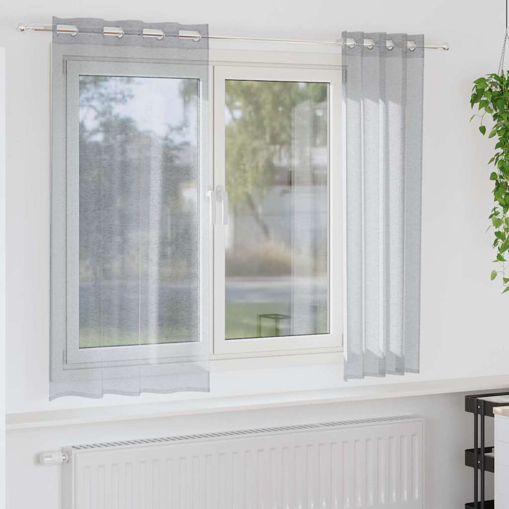 Voile Függöny 2 db Sötétszürke 175 x 140 cm Poliészter