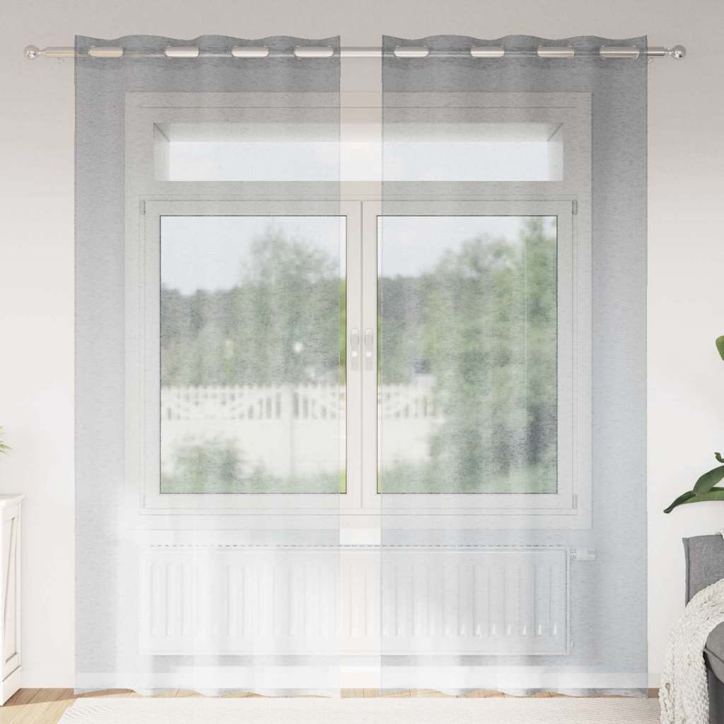Voile Függöny 2 db Sötétszürke 245 x 140 cm Poliészter