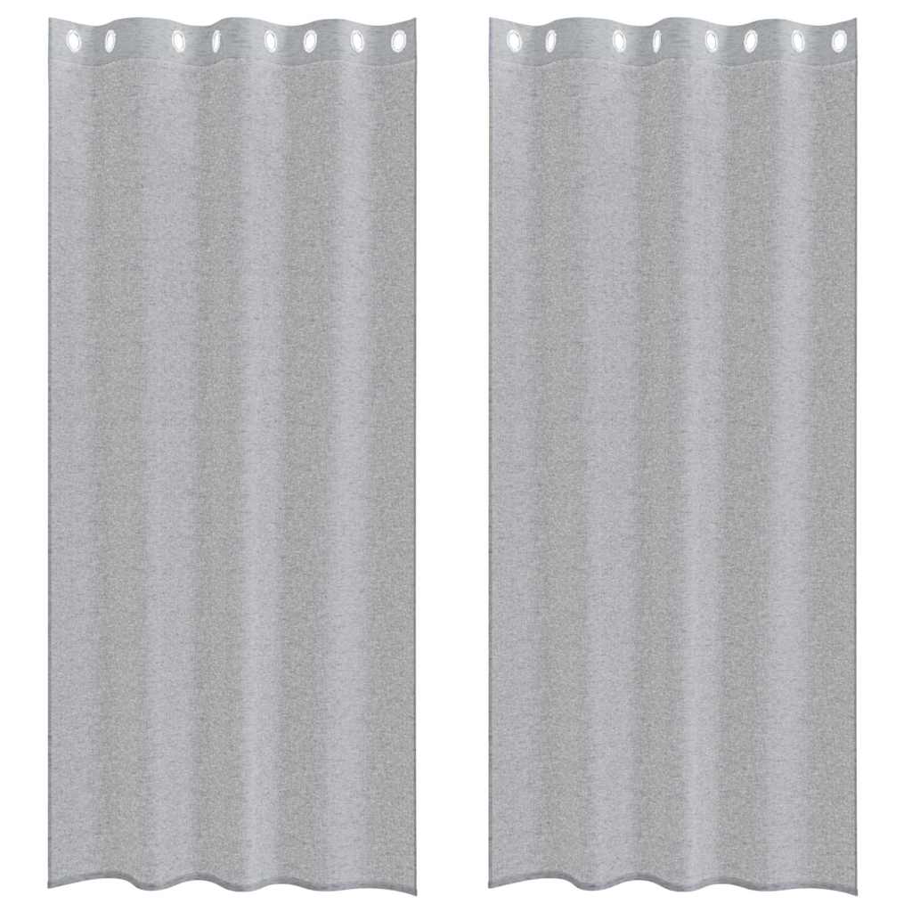 Voile Függöny 2 db Sötétszürke 245 x 140 cm Poliészter