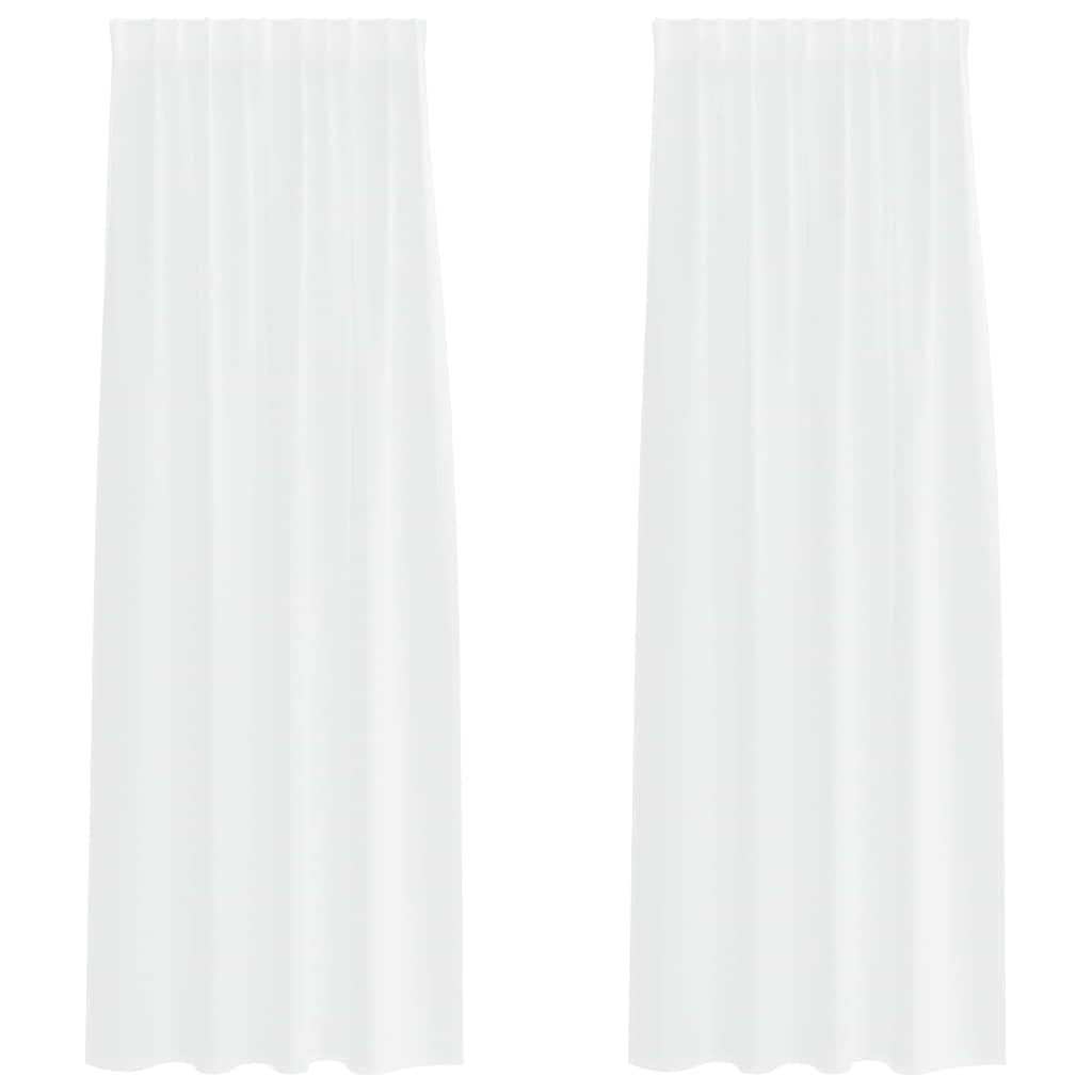 Voile Függöny függönyökkel 2 pcs Fehér 225 x 140 cm Poliészter
